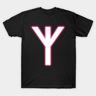 Glowing Pink Neon Old Norse Protection Rune - Viking Talisman T-Shirt